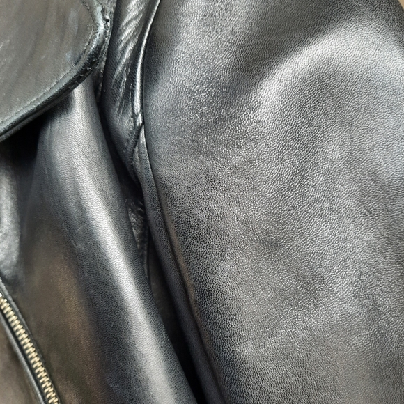 Woman Black Leather Jacket, Size M - Picture 5 of 9